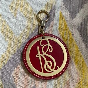 Red and Gold Keychain with Monogram